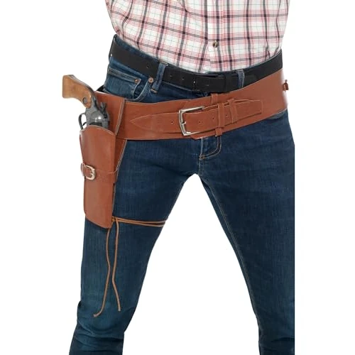 Offerta a tempo: Smiffys Custodia singola in pelle in finta pelle da adulto con cintura, Marrone chiaro Halloween - 15% da 14.99 € a 12.74 €