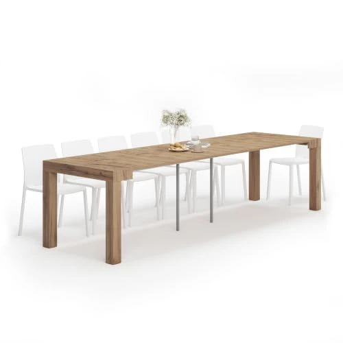Offerta a tempo: Mobili Fiver, Tavolo Consolle Allungabile First, 45(310) x90 cm, Rovere Rustico, fino a 14 posti, Consolle da Cucina e soggiorno, Made in Italy - 0.00% da 440.70 € a 440.70 €