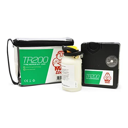 Oferta limitada: MAXTOOLS TR200, Kit de Reparación de Neumáticos para Turismos, con Tecnología "Valve-Through", Arregla y Repara todo tipo de Pinchazos de Neumático, Incluido un Potente Compresor de Aire de 12V de 39.14 € a 39.14 € (ahorro 0.00%)