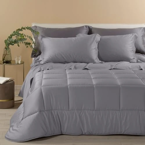 Limited-time offer: Caleffi 18544 Satin Cotton Quilt for Double Bed, Grey from 97.07 GBP to 97.07 GBP (save 0%)