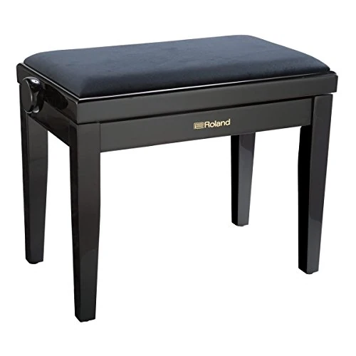 Sgabello Roland per pianoforte con finitura nera satinata, rivestimento in velour della seduta - RPB-220BK