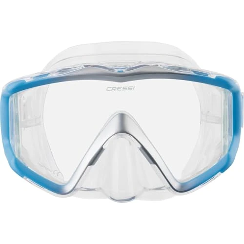 Limited-time offer: Cressi Liberty Triside Snorkel Mask - Panoramic 3-Glass Vision Diving Mask - Unisex Adult - One Size, Clear/Blue Silver from 57.99 £ to 57.99 £ (save 0.00%)