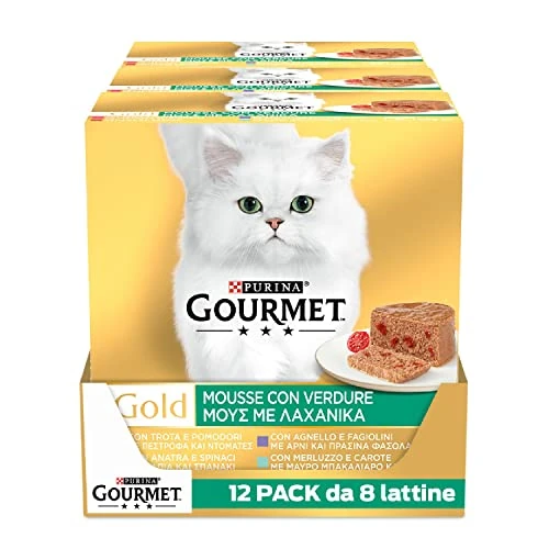 Offre limitée : Gourmet Purina Gold Mousse avec Légumes Humide Chat Agneau, Canard, Truite, Morue 96 Canettes de 85 g chacune de 75.81 € à 75.81 € (0.00% de remise)