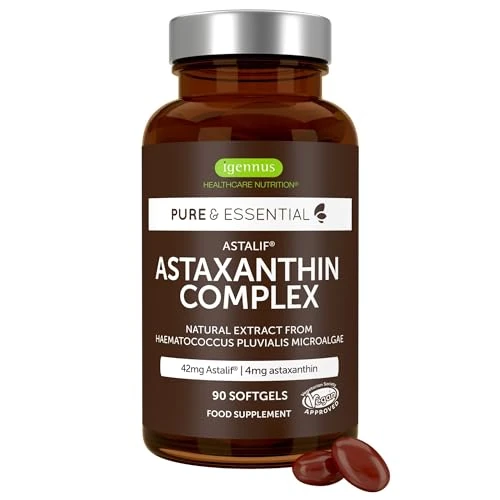 Oferta limitada: Astaxantina Natural, 42 mg, Potente Antioxidante, 90 Cápsulas Veganas Aportan 4mg de Astaxantina de Microalgas H. Pluvialis, 3 Meses de Suministro, de Igennus de 18.10 EUR a 18.10 EUR (ahorro 21%)
