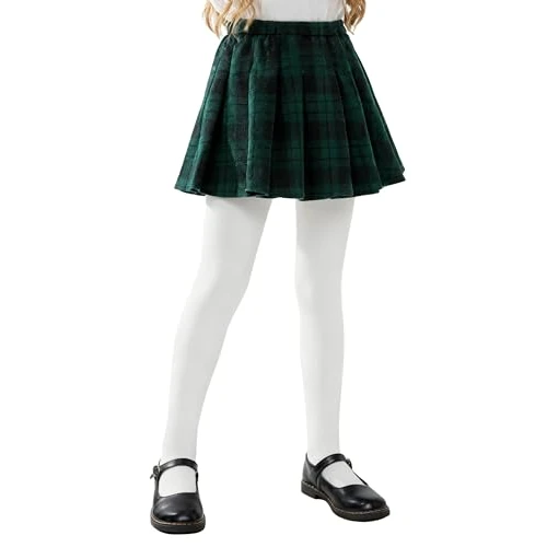 LOLANTA Collants d'hiver de filles épais en molleton doublé d'uniforme scolaire de collants doux et extensibles, Blanc, 6-8 ans, M