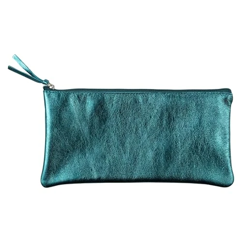 Clairefontaine 8706C Trousse piatta in vera pelle, color Indaco