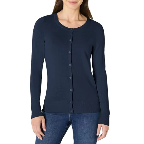 Oferta limitada: Amazon Essentials Jersey Cárdigan de Cuello a La Caja Ligero (Disponible en Tallas Grandes) Mujer, Azul Marino, L de 20.90 € a 19.89 € (ahorro 5%)