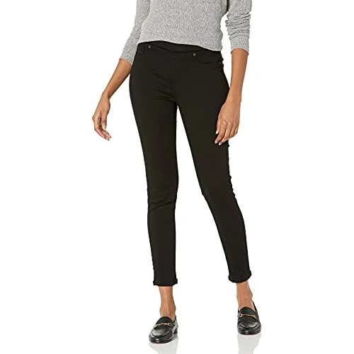 Amazon Essentials Jegging Facile à Enfiler Extensible Taille Mi-Haute - couleurs abandonnées Femme, Noir, 38