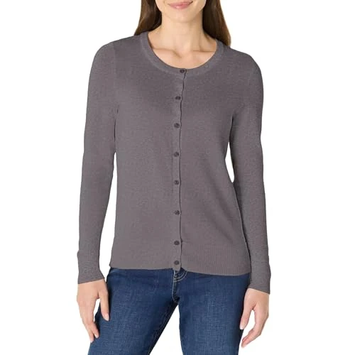 Offerta a tempo: Amazon Essentials Cardigan Girocollo Leggero (Taglie Forti Disponibili) Donna, Carbone Puntinato, XXL - 0.00% da 22.43 € a 22.43 €