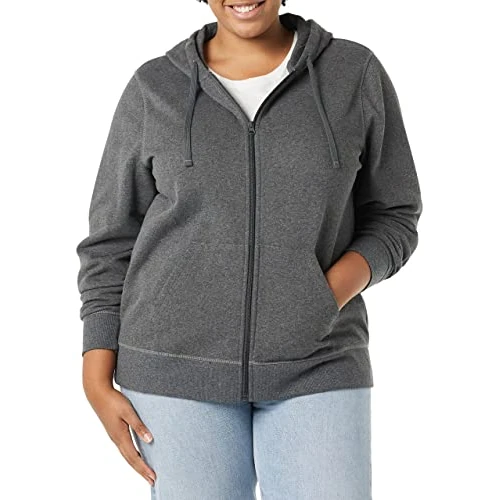 Offre limitée : Amazon Essentials Full-zip Hoodie, Sweat-Shirt Femme, Gris (charcoal heather), Large de 26.70 € à 26.70 € (0.00% de remise)
