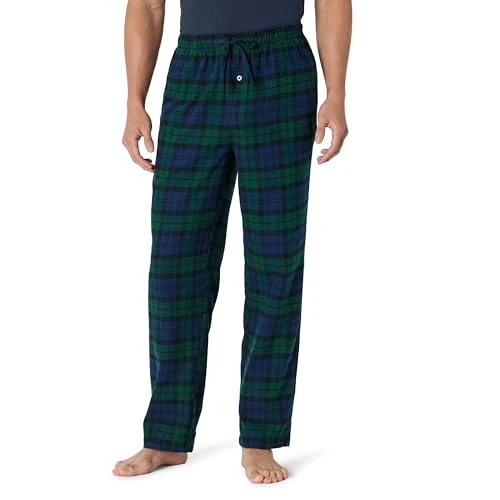 Limitiertes Angebot: Amazon Essentials Herren Atmungsaktive Flanell-Pyjamahose (Erhältlich In Groß Und Schwer), Dunkelgrün Marineblau Blackwatch Plaid, L von 12.90 EUR auf 10.40 EUR (Spare 19%)