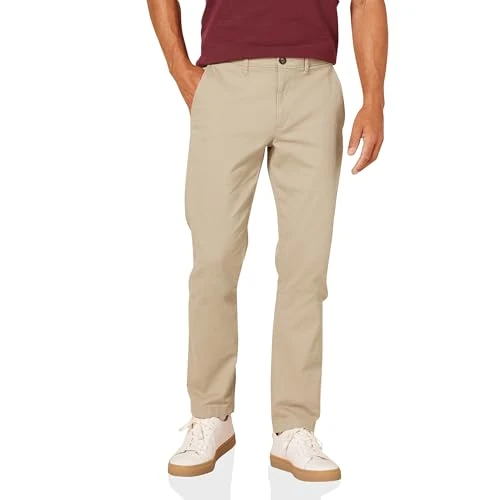Offerta a tempo: Amazon Essentials Pantaloni chino elasticizzati casual vestibilità aderente Uomo, Marrone Kaki, 34W / 30L - 28% da 18.90 € a 13.70 €