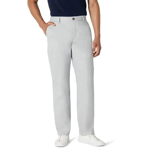 Offerta a tempo: Amazon Essentials Pantaloni Chino Elasticizzati senza Pince sul Davanti e Antipiega, Vestibilità Classica Uomo , Grigio, 30W / 29L - 0.00% da 11.14 € a 11.14 €