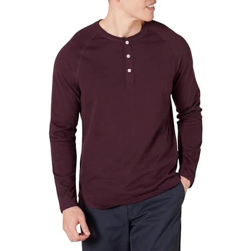 Offre limitée : Amazon Essentials Chemise Henley à Manches Longues Homme, Bordeaux, L de 17.50 € à 16.30 € (7% de remise)