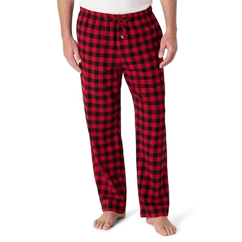 Amazon Essentials Men's Flannel Pajama Pant Pyjama Bottom, Red (Red Buffalo Plaid), XX-Large