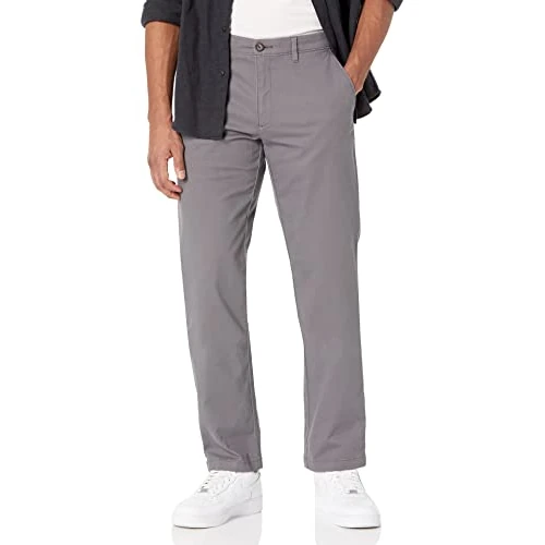 Amazon Essentials Herren Legere Stretch-Chinohose mit gerader Passform, Dunkelgrau, 29W / 34L