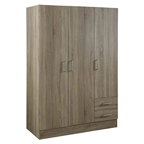Offre limitée : COMPOSAD SRL Armoire 3 Portes et 2 tiroirs Chêne Sonoma 120 x 50 cm et H 70 de 209.00 € à 209.00 € (0.00% de remise)