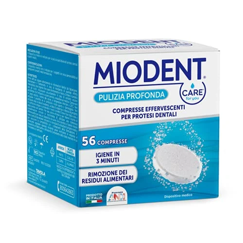 Offerta a tempo: CARE for you MIODENT Compresse Effervescenti per Protesi Dentali – Igiene in 3 minuti, Rimozione dei Residui alimentari – 1 Confezione da 56 compresse - 0.00% da 4.99 € a 4.99 €