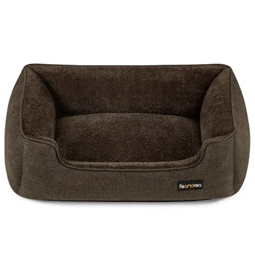 Feandrea Dog Bed, Pet Bed, Dog Sofa with Removable Washable Cover, for Medium Dogs, 90 x 75 x 25 cm, Brown