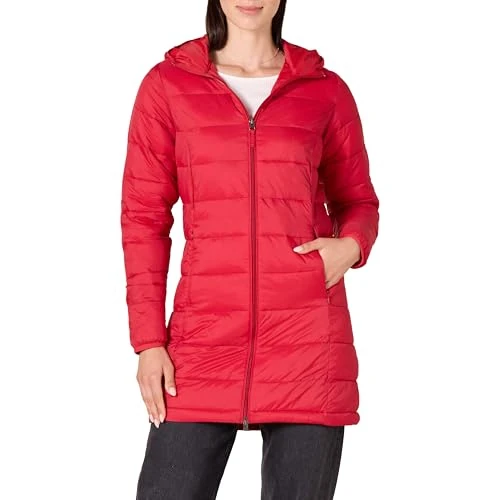 Amazon Essentials Doudoune à Capuche Déperlante, Légère et Compactable (Disponible en Grande Taille) Femme, Rouge Coquelicot Vif, XXL