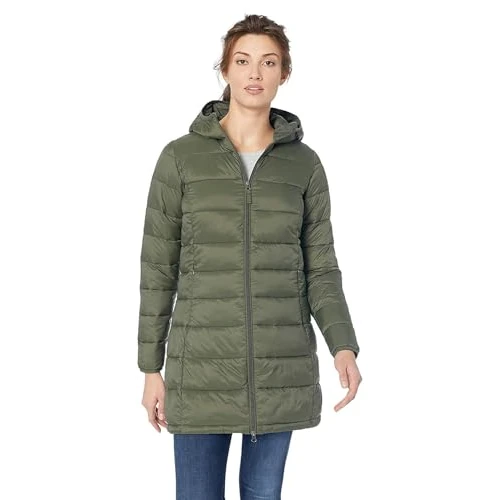 Amazon Essentials Lichtgewicht Waterbestendig Packable Puffer Coat Down Alternatief, Olijf, L