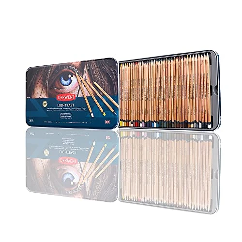 Limited-time offer: Derwent 2302721 Lightfast Pencils Tin Round,Premium Core Strength,Creamy Texture,Ideal For Fine Art Drawing & Colouring, Professional Quality set of 36,Yellow,Green,White,Salmon,Violet,Brown,Black from 102.99 GBP to 91.68 GBP (save 11%)