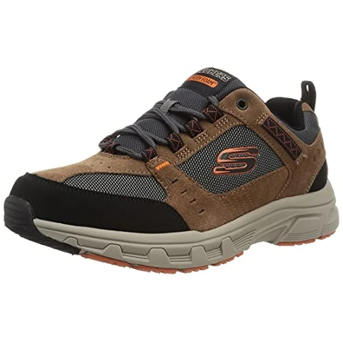 Skechers Men's 51893 Trekking Shoes, Brown Leather Pu Mesh Black Trim, 7 UK