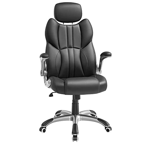 Oferta limitowana: SONGMICS Krzesło biurowe, ergonomiczne krzesło obrotowe, nośność 150 kg | Ze składanymi podłokietnikami, nylonowa podstawa w kształcie gwiazdy, czarne, STEVON Collection OBG65BK z 614.99 zł na 614.99 zł (oszczędź 0.00%)
