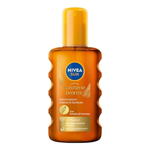 Nivea Sun - Aceite solar de caroteno bronce, 200 ml, aceite bronceado con extracto de caroteno y vitamina E, protección solar SPF 6, bronceado intenso y duradero