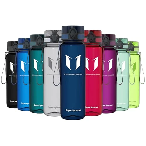 Super Sparrow Borraccia 1 litro – Bottiglia Acqua in Plastica Tritan Riutilizzabile, Senza Perdite e Senza BPA, Perfetta per Sport, Trekking, Campeggio e Idratazione Giornaliera
