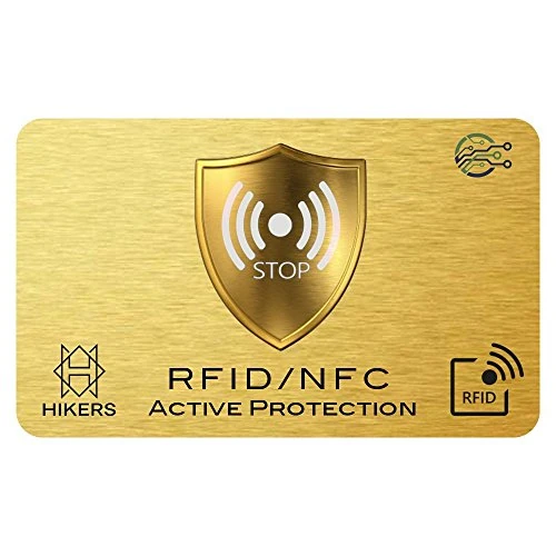 Offerta a tempo: HIKERS Unisex-Adulti blocco RFID/NFC Protezione per carta di credito contactless, Oro, bancaria, passaporto, bancomat (1) - 0.00% da 9.99 € a 9.99 €