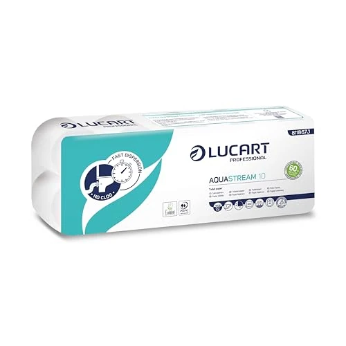 Offerta a tempo: Lucart Professional, AquaStream 10, Carta Igienica a Rotolo ad alta dissolvenza in pura cellulosa, 10 Rotoli da 200 strappi per confezione, 9,5x11 cm (L'imballaggio può variare) - 41% da 10.99 € a 6.50 €