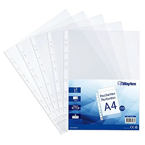 Offerta a tempo: Waytex 931307 Buste Lisce Trasparenti con Fori A4 70 Micron - Confezione da 100 - 0.00% da 8.85 € a 8.85 €