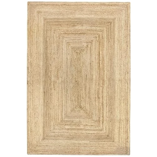 Offerta a tempo: HAMID - Tappeto di Iuta Alhambra Colore Naturale, Tappeti 100% Fibra di Iuta, Intrecciato a Mano, Tappeti per Soggiorno, Sala da Pranzo, Camera da Letto, Corridoi (200x300cm), - 35% da 199.90 € a 129.93 €