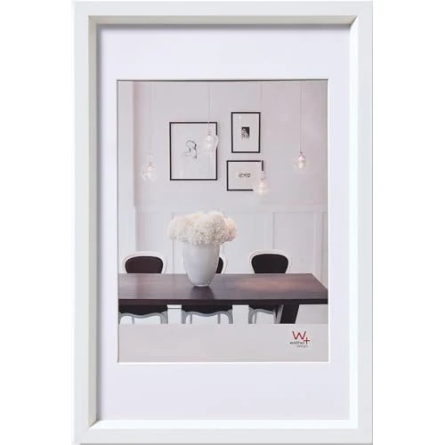 walther design Marco de fotos blanco 20 x 30 cm con passepartout, Marco de plástico Steel Style ES030W
