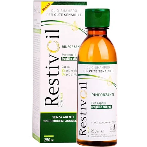RestivOil Activplus Olio Shampoo rinforzante per capelli, fisiologico con azione ricostituente e riattivante, Senza Schiuma, per capelli fragili e sfibrati, 250 ml