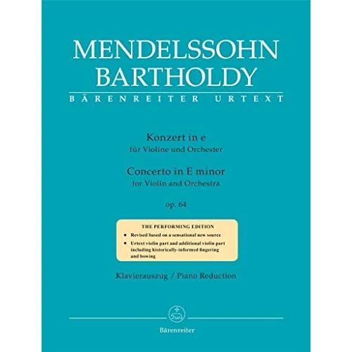 Offre limitee: Felix mendelssohn bartholdy : concerto in e minor - violon & piano reduction - concerto en mi mineur de 32.30 EUR a 28.40 EUR (economie 12%)