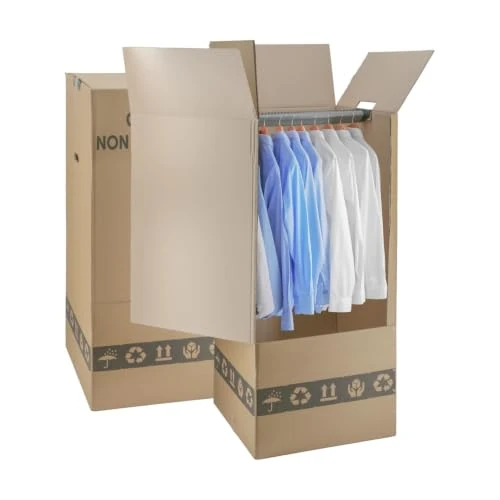 Offerta a tempo: IMBALLAGGI 2000 - Scatole Cartone Porta Abiti con Barra Appendiabiti - 50x50 cm h 110 cm - Scatoloni Doppia Onda per Trasloco Armadio - Confezione da 2 pezzi - 0.00% da 26.77 € a 26.77 €