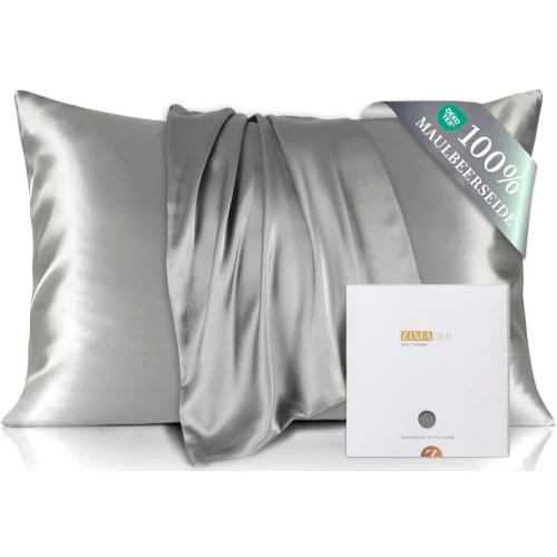 Offre limitée : ZIMASILK Taie d Oreiller en Soie 19 Momme, 50x75 cm, Gris Argenté de 27.99 € à 27.99 € (0.00% de remise)