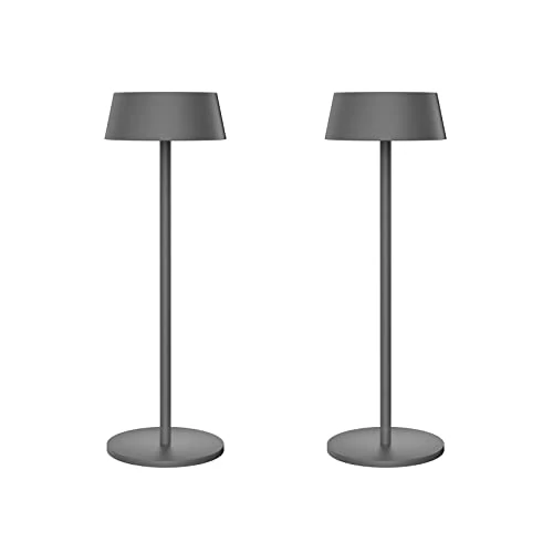Offerta a tempo: K-Bright 2 pcs LED Lampada da tavolo senza fili in alluminio grigio scuro - 5% da 75.99 € a 71.99 €