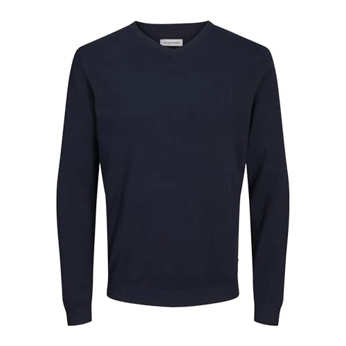 Limited-time offer: JACK & JONES Men's Jjebasic Knit V-Neck Noos Jumper, Blue (Navy Blazer Navy Blazer), Large from 28.00 GBP to 21.00 GBP (save 25%)