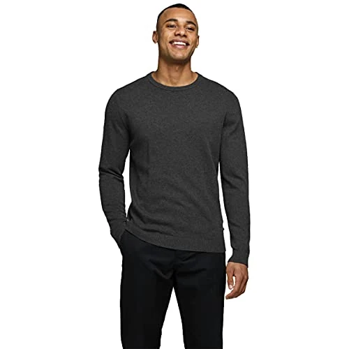 Oferta ograniczona: Jack & Jones Męski Jjebasic Knit Crew Neck Noos Sweter, Ciemnoszary Melanż, XL z 116.00 EUR na 116.00 EUR (znizka 0%)
