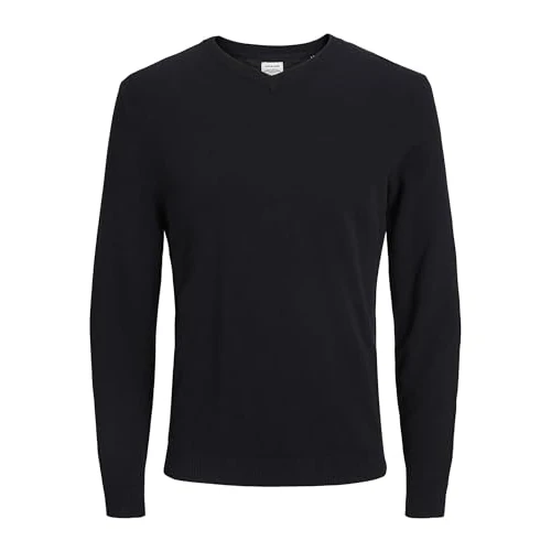JACK & JONES Jjebasic Knit V-neck Noos, Felpa Uomo, Nero (Black, L