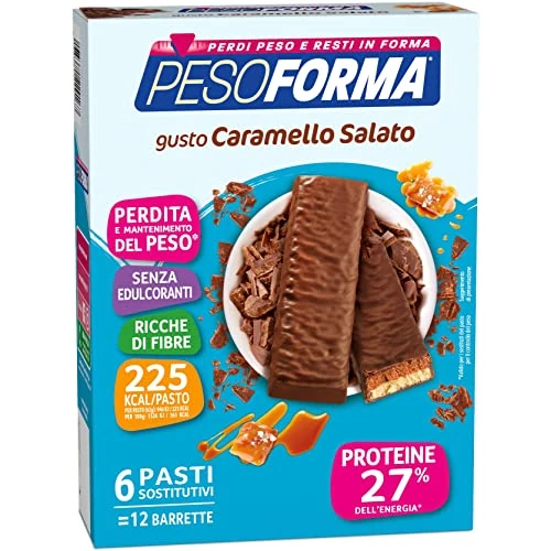 Offerta a tempo: Pesoforma Barrette Caramello Salato, Pasto sostitutivo proteico, Barrette per il controllo del peso, Barrette proteiche per restare in forma, Solo 225 calorie, 12x31g - 52% da 12.40 € a 5.94 €