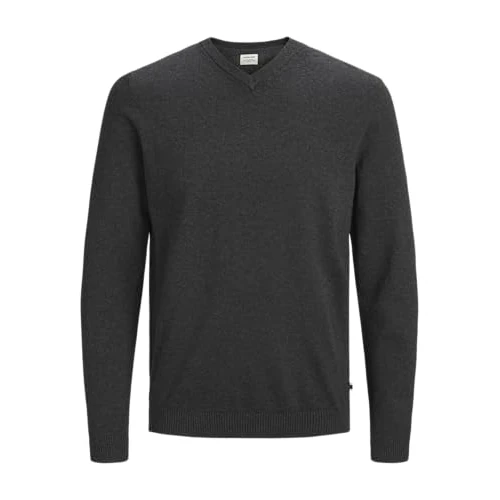 Jack & Jones Jjebasic Knit V-Neck Noos, Felpa Uomo, Grigio (Dark Grey Melange Dark Melange), XX-Large