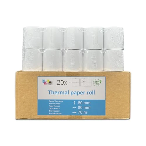 Limited-time offer: Refill of 20 Rolls Thermal Paper for Cash Register Standard Cash Register Roll 80 x 80 Mandrel 12 mm Thermal Paper 50 g for Cash Register Printer Thermal Balance from $50.98 to $50.98 (save 0.00%)