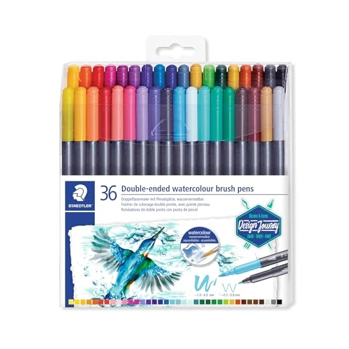 Offerta a tempo: Staedtler - Set 36 Pennarelli Doppia Punta per Effetto Acquerello, Pennarelli Punta Fine e Punta Pennello Flessibile - Pennarelli Acquerellabili Brush Pen e Penne Colorate per Disegno e Calligrafia - 21% da 28.29 € a 22.46 €