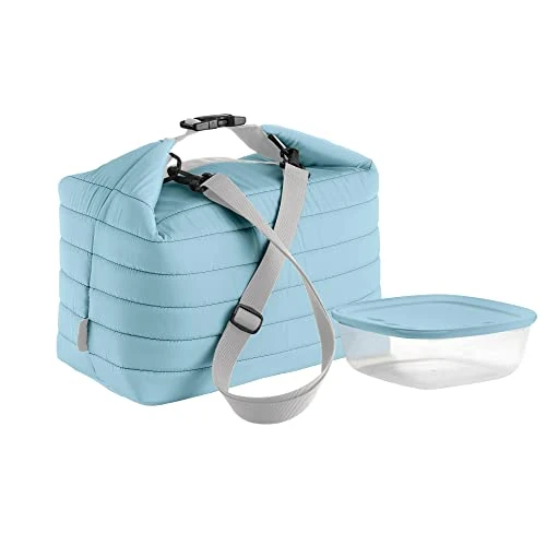 Offerta a tempo: Guzzini Borsa Termica Grande con Tracolla On The Go, Blu Opaco, Borsa 30 x 18 x h30 cm, Contenitore 19.6 x 19.6 x h7 cm, 1400 cc - 41% da 34.00 € a 20.13 €