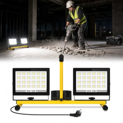 Tijdelijke aanbieding: T-SUN 2 x 60W LED-bouwlamp, 12000LM koudwitte bouwplaatslamp, LED-werklamp met stekker en 4 m kabel, IP66 waterdichte bouwlamp met 4 m kabel, werkplaats, onderhoud of bouwplaats, 6000K van 42.99 € naar 42.99 € (0.00% korting)