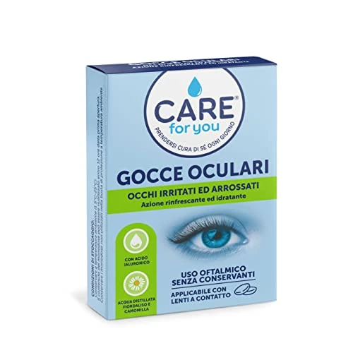 Offerta a tempo: CARE for you, Gocce Oculari - Collirio Monodose per Occhi Irritati ed Arrossati, Azione Rinfrescante e Idratante, a Base di Acqua Distillate di Fiordaliso e Camomilla, 10 Flaconcini x 0,5 ml - 0.00% da 4.99 € a 4.99 €